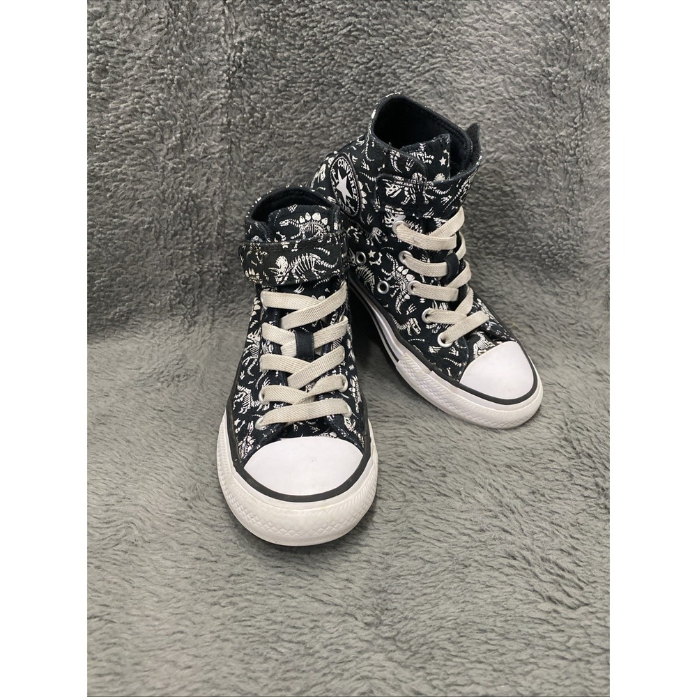 Converse Chuck Taylor Kids Dinosaurs High Top Sneakers Black White Size 13